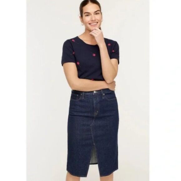 J Crew Dark Rinse Denim Pencil Midi Skirt SOLD OUT Size 27 Small NWOT $128 - Picture 10 of 10